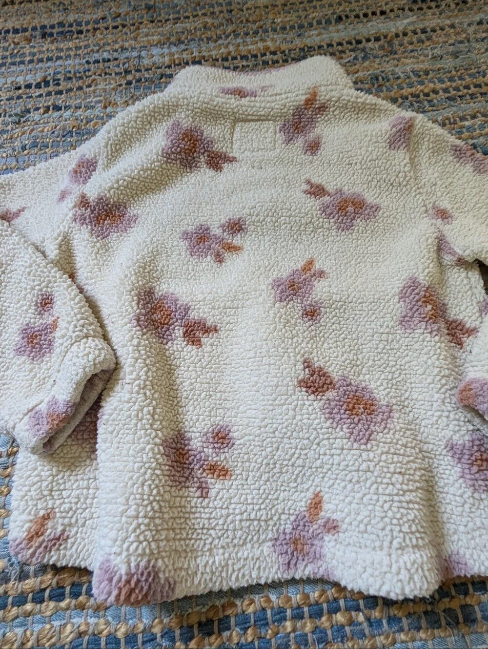 OshKosh B'gosh Sherpa Pullover 10 Cream Mauve Cozy Cute Warm Fall